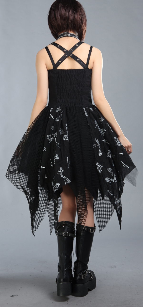 PUNK Stitching Gauze Skirt Gothic Sling GLP Lolita Dresses