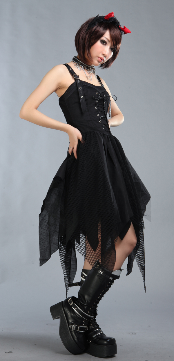 PUNK Stitching Gauze Skirt Gothic Sling GLP Lolita Dresses