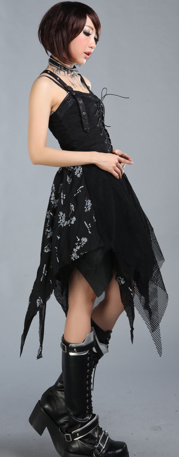 PUNK Stitching Gauze Skirt Gothic Sling GLP Lolita Dresses