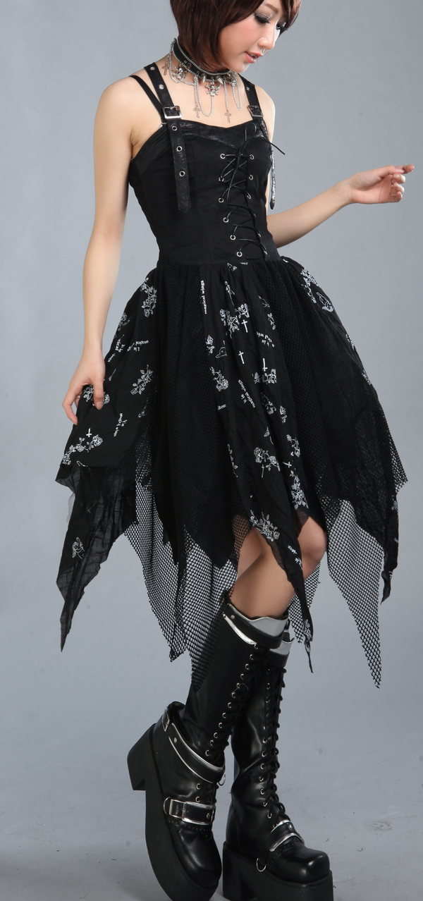 PUNK Stitching Gauze Skirt Gothic Sling GLP Lolita Dresses