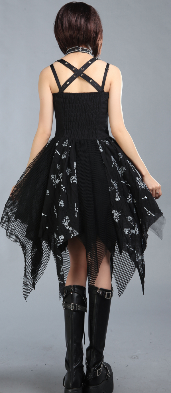 PUNK Stitching Gauze Skirt Gothic Sling GLP Lolita Dresses