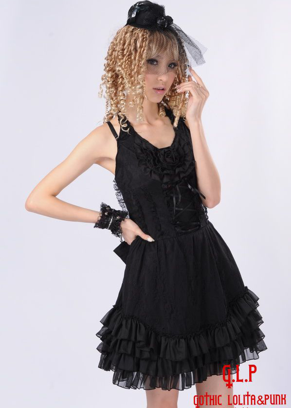 Princess Lace straps Gothic Tassel Hook Flower Hollow Waves GLP Lolita Dresses