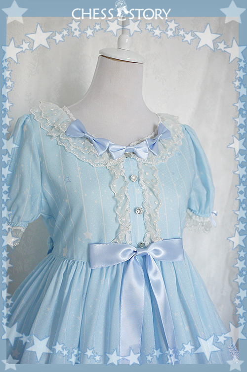 Sweet POLYESTER Dreamy Starry Night Print Chess Story Lolita OP Dress