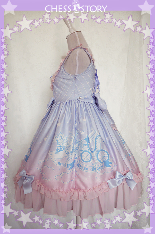 Sweet POLYESTER Dreamy Starry Night Print Chess Story Lolita JSK Vest Skirt