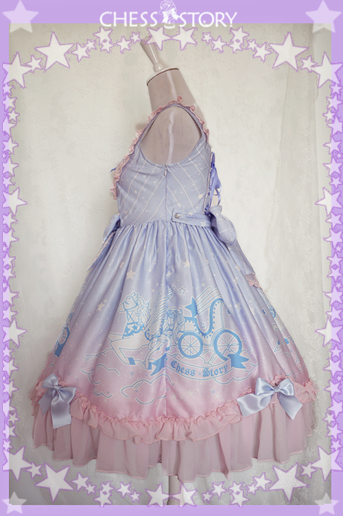 Sweet POLYESTER Dreamy Starry Night Print Chess Story Lolita JSK Vest Skirt