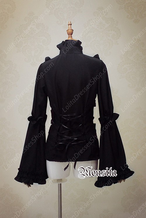 Black Sweet Chiffon Gothic Long Sleeve Mousita Lolita Shirt