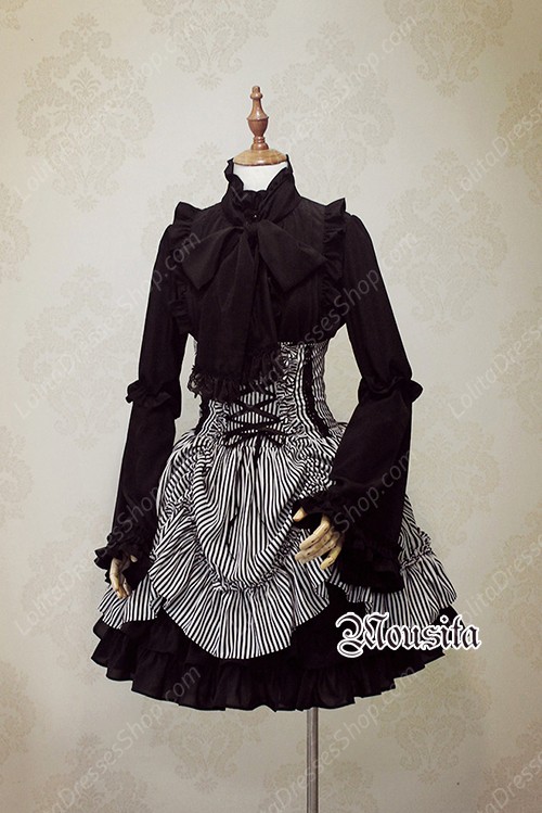 Black Sweet Chiffon Gothic Long Sleeve Mousita Lolita Shirt