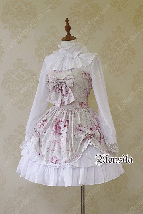 Sweet Chiffon Vitoria Rose Bow False Two Mousita Lolita Dress