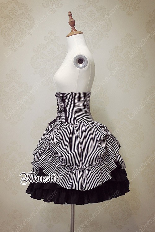 Sweet Cotton Gothic Stripe Steel Mousita Lolita Bust Skirt