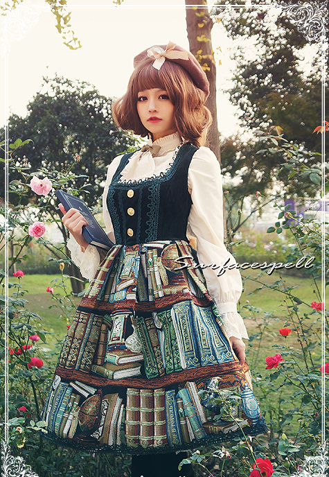 Dusk Library Velvet Surface Spell Lolita Jumper Dress