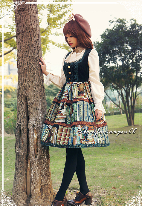 Dusk Library Velvet Surface Spell Lolita Jumper Dress