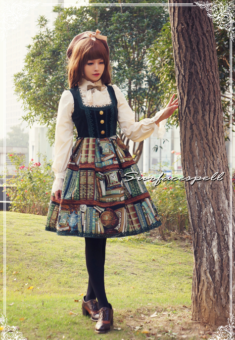 Dusk Library Velvet Surface Spell Lolita Jumper Dress