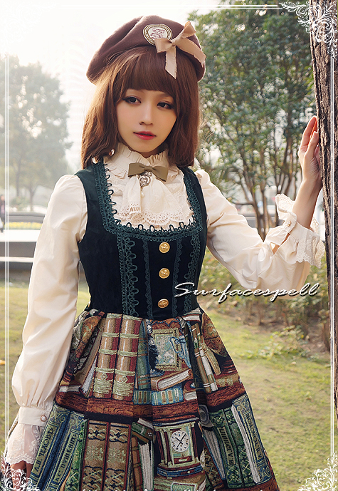 Dusk Library Velvet Surface Spell Lolita Jumper Dress