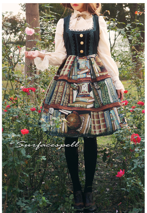 Dusk Library Velvet Surface Spell Lolita Jumper Dress