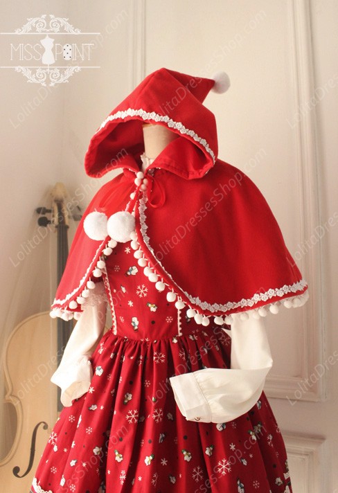 Sweet Woolen Little Red Riding Hood Fairy Tale Lovely Hair Ball Lolita Cloak