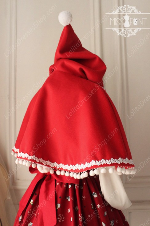 Sweet Woolen Little Red Riding Hood Fairy Tale Lovely Hair Ball Lolita Cloak