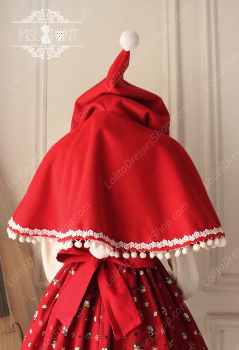 Sweet Woolen Little Red Riding Hood Fairy Tale Lovely Hair Ball Lolita Cloak