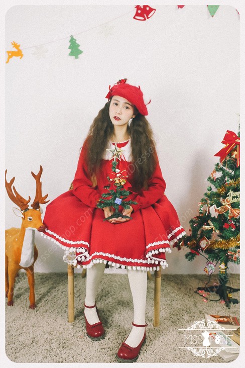 Sweet Woolen Little Red Riding Hood Fairy Tale Lovely Lolita Dress