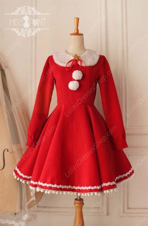 Sweet Woolen Little Red Riding Hood Fairy Tale Lovely Lolita Dress