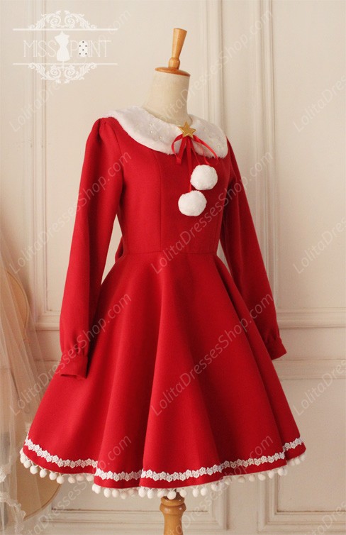 Sweet Woolen Little Red Riding Hood Fairy Tale Lovely Lolita Dress