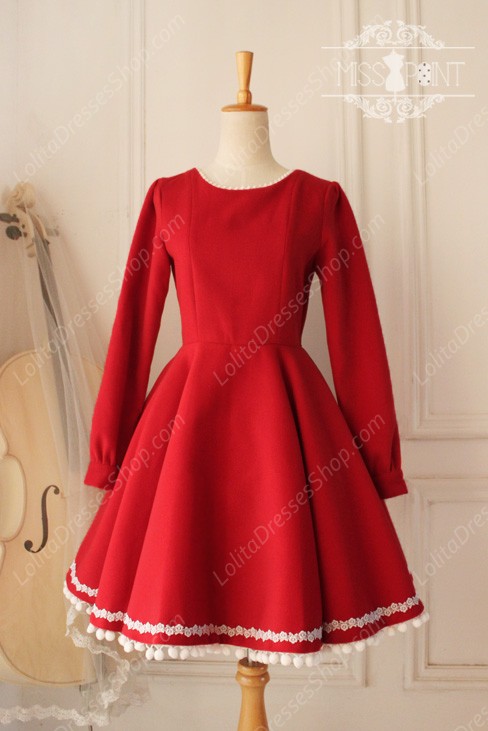 Sweet Woolen Little Red Riding Hood Fairy Tale Lovely Lolita Dress