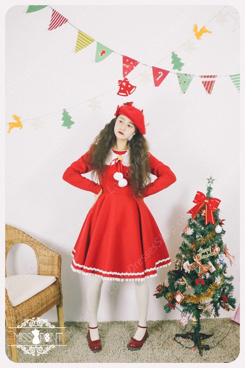 Sweet Woolen Little Red Riding Hood Fairy Tale Lovely Lolita Dress