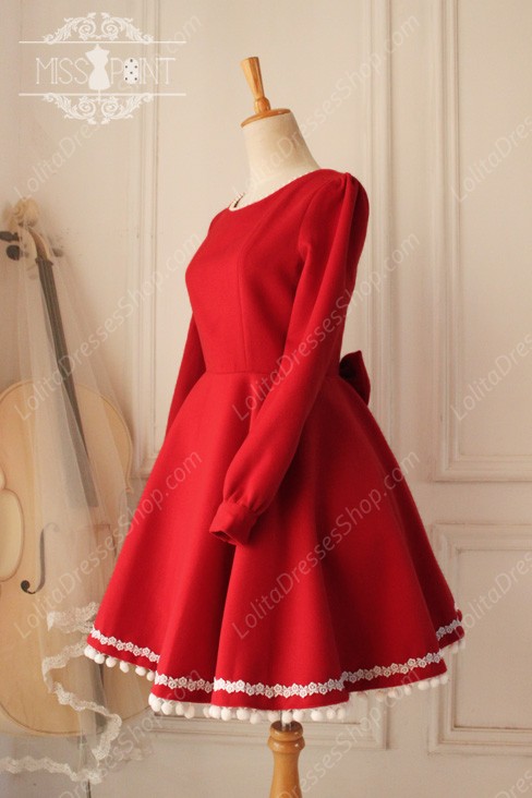 Sweet Woolen Little Red Riding Hood Fairy Tale Lovely Lolita Dress