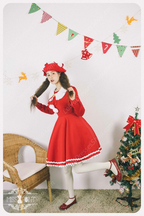 Sweet Woolen Little Red Riding Hood Fairy Tale Lovely Lolita Dress