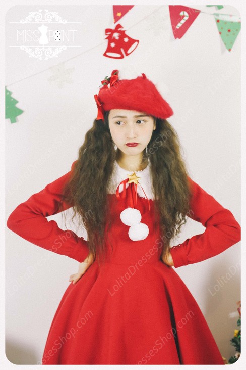 Sweet Woolen Little Red Riding Hood Fairy Tale Lovely Lolita Dress