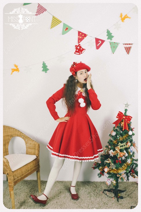 Sweet Woolen Little Red Riding Hood Fairy Tale Lovely Lolita Dress