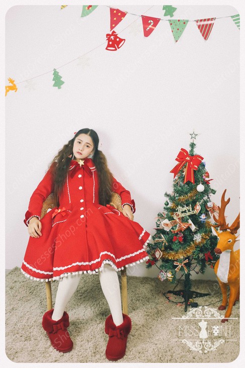 Sweet Woolen Vintage Little Red Riding Hood Fairy Tale Lovely Coat Lolita Coat