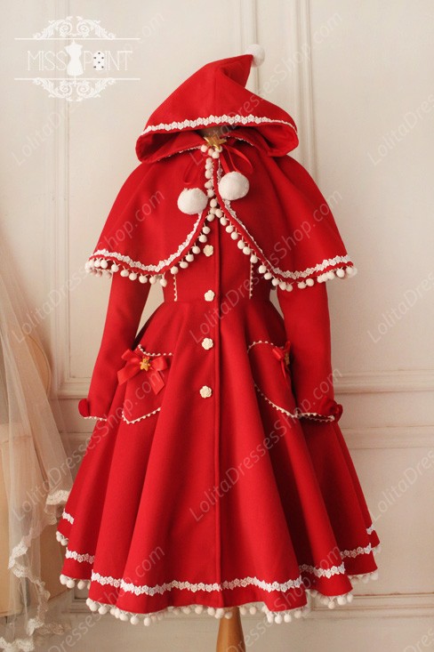 Sweet Woolen Vintage Little Red Riding Hood Fairy Tale Lovely Coat Lolita Coat