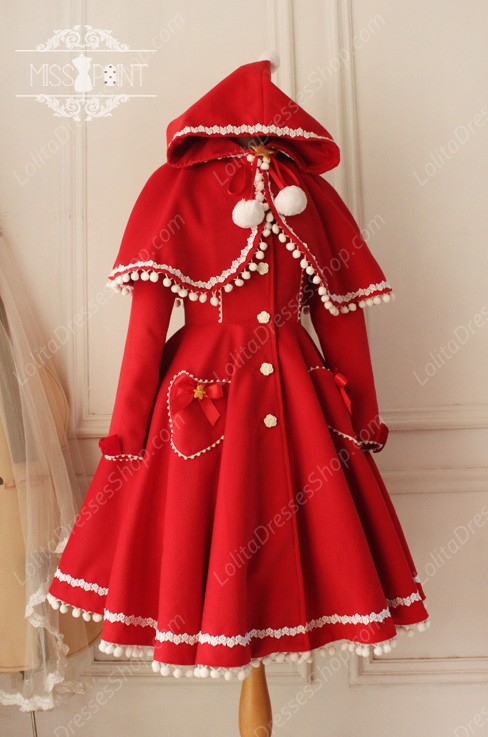 Sweet Woolen Vintage Little Red Riding Hood Fairy Tale Lovely Coat Lolita Coat