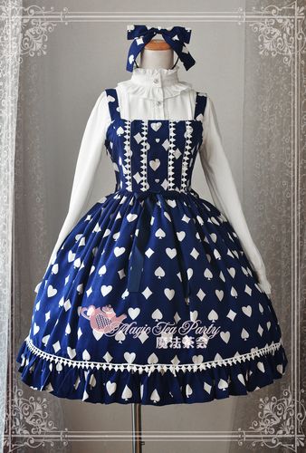 Sweet Poker Printed Magic Tea Party Lolita Jumper Dress