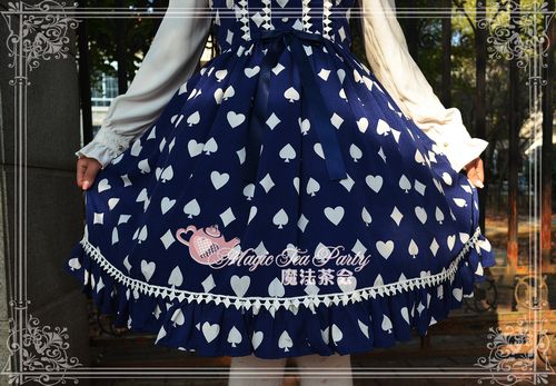 Sweet Poker Printed Magic Tea Party Lolita Jumper Dress