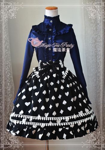 Sweet Cotten Poker Printed Magic Tea Party Lolita Skirt