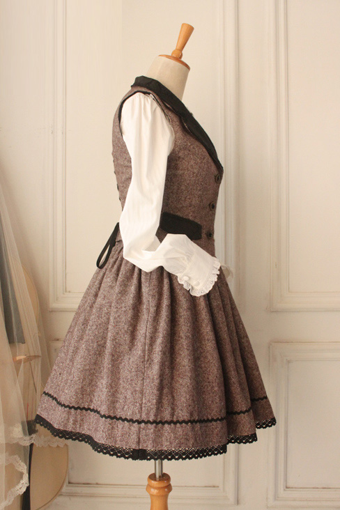 Classic Woolen Vintage School Vest Lolita Skirt Suit