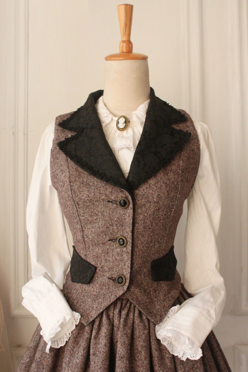 Classic Woolen Vintage School Vest Lolita Skirt Suit