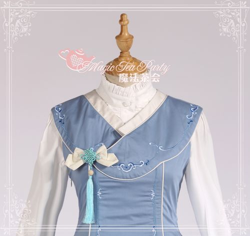 Sweet Cotten Chinese Style Coloured Embroidery Magic Tea Party Lolita Jumper Dress