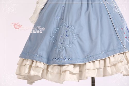 Sweet Cotten Chinese Style Coloured Embroidery Magic Tea Party Lolita Jumper Dress