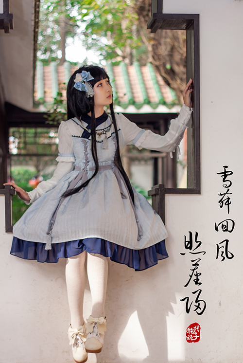 Elegant Long Sleeves Qi Chess Story Lolita OP Dress