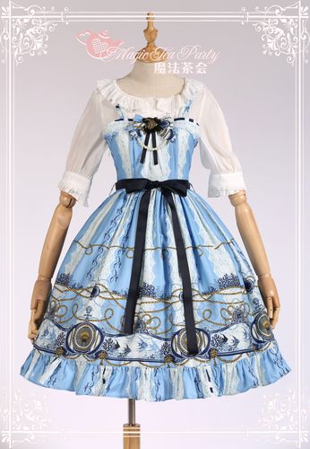 Angel Fish Embroidery Magic Tea Party Lolita Jumper Dress