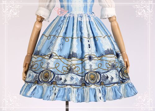 Angel Fish Embroidery Magic Tea Party Lolita Jumper Dress