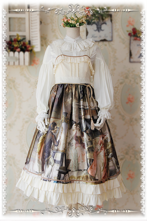 Sweet Cotten Paintings Prints Infanta Lolita Jumper Dress