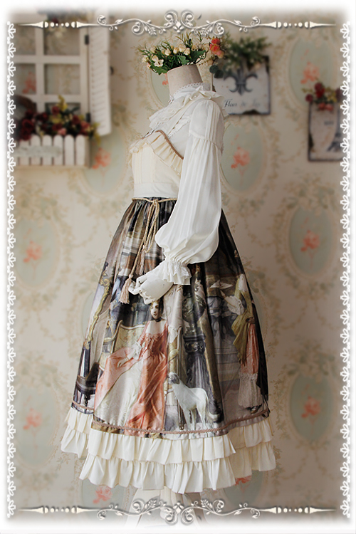 Sweet Cotten Paintings Prints Infanta Lolita Jumper Dress