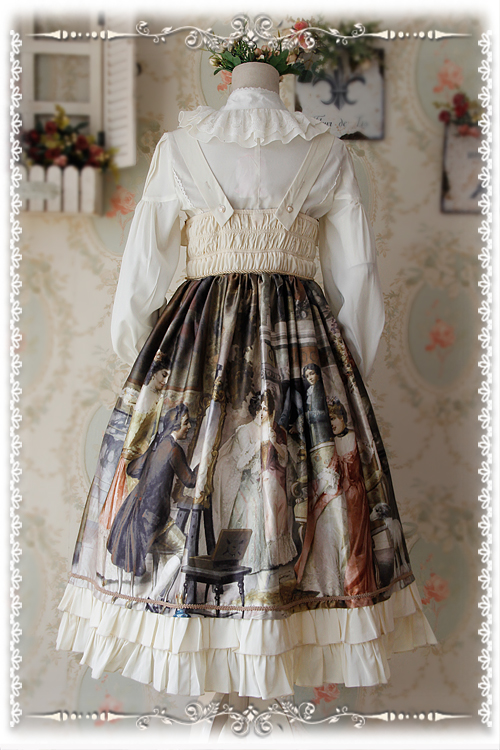 Sweet Cotten Paintings Prints Infanta Lolita Jumper Dress