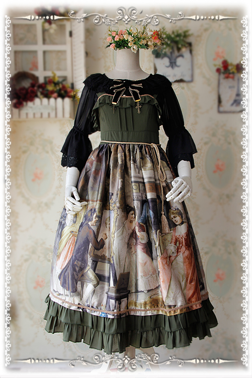 Sweet Cotten Paintings Prints Infanta Lolita Jumper Dress