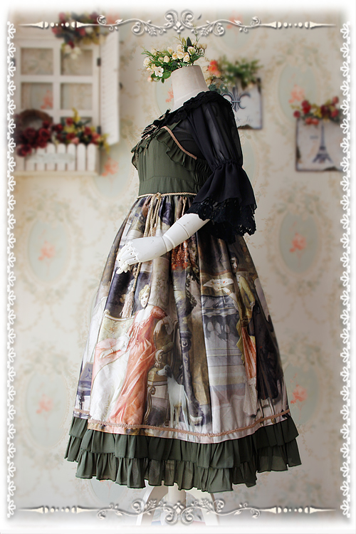 Sweet Cotten Paintings Prints Infanta Lolita Jumper Dress