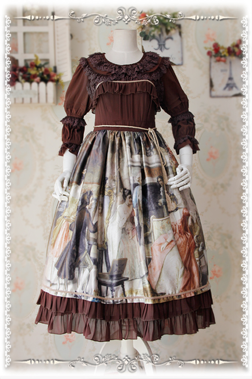 Sweet Cotten Paintings Prints Infanta Lolita Jumper Dress