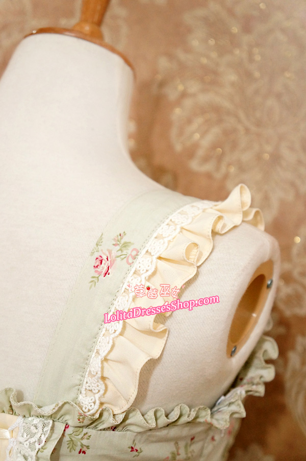 Sweet Cotten Elegant With Flower Prints Strawberry Witch Lolita Jumper Dress